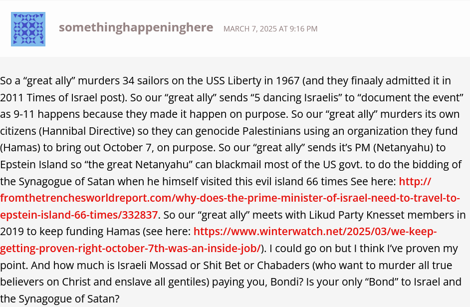 Screenshot 2025 03 08 at 15 01 01 Pam Bondi says ISRAELI national security information will 